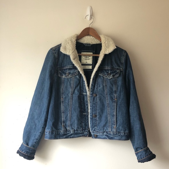 sherpa lined denim jacket abercrombie